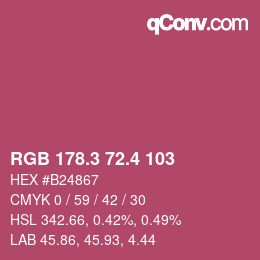 カラーコード: RGB 178.3 72.4 103 | qconv.com