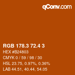 カラーコード: RGB 178.3 72.4 3 | qconv.com