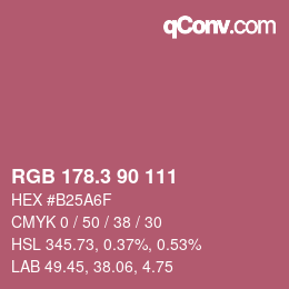 カラーコード: RGB 178.3 90 111 | qconv.com