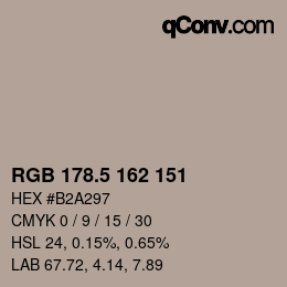 Código de color: RGB 178.5 162 151 | qconv.com