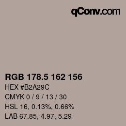 Código de color: RGB 178.5 162 156 | qconv.com