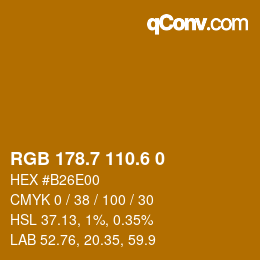 カラーコード: RGB 178.7 110.6 0 | qconv.com