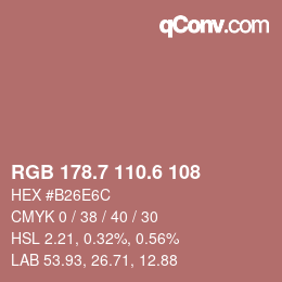 カラーコード: RGB 178.7 110.6 108 | qconv.com