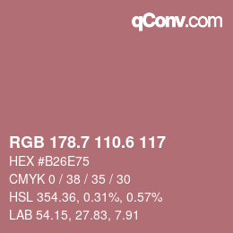 カラーコード: RGB 178.7 110.6 117 | qconv.com
