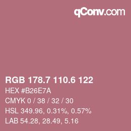 カラーコード: RGB 178.7 110.6 122 | qconv.com