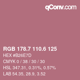 カラーコード: RGB 178.7 110.6 125 | qconv.com