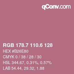 カラーコード: RGB 178.7 110.6 128 | qconv.com
