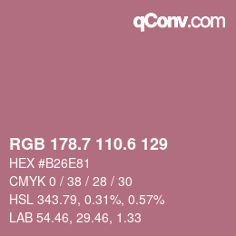 カラーコード: RGB 178.7 110.6 129 | qconv.com