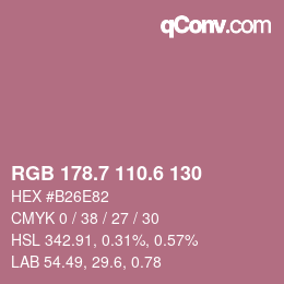 カラーコード: RGB 178.7 110.6 130 | qconv.com