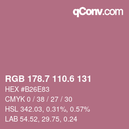 カラーコード: RGB 178.7 110.6 131 | qconv.com