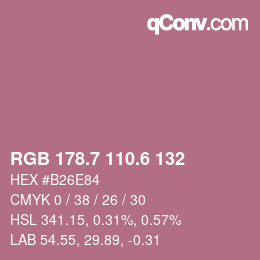 カラーコード: RGB 178.7 110.6 132 | qconv.com