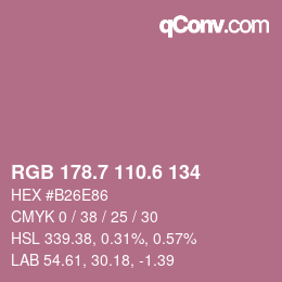 カラーコード: RGB 178.7 110.6 134 | qconv.com