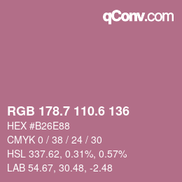 カラーコード: RGB 178.7 110.6 136 | qconv.com