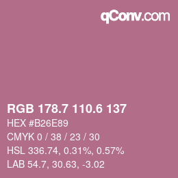 カラーコード: RGB 178.7 110.6 137 | qconv.com