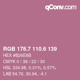 カラーコード: RGB 178.7 110.6 139 | qconv.com
