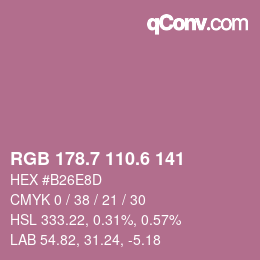 カラーコード: RGB 178.7 110.6 141 | qconv.com