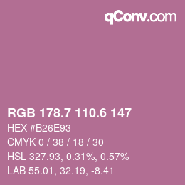 カラーコード: RGB 178.7 110.6 147 | qconv.com
