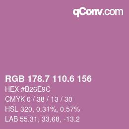 カラーコード: RGB 178.7 110.6 156 | qconv.com