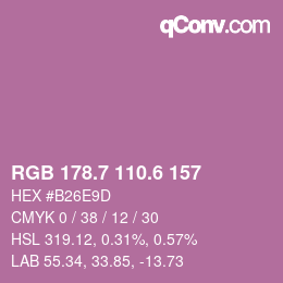 カラーコード: RGB 178.7 110.6 157 | qconv.com