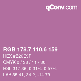 カラーコード: RGB 178.7 110.6 159 | qconv.com