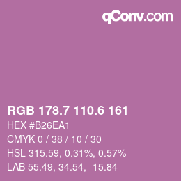 カラーコード: RGB 178.7 110.6 161 | qconv.com