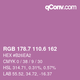 カラーコード: RGB 178.7 110.6 162 | qconv.com