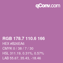 カラーコード: RGB 178.7 110.6 166 | qconv.com