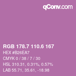 カラーコード: RGB 178.7 110.6 167 | qconv.com
