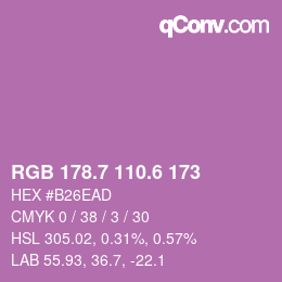 カラーコード: RGB 178.7 110.6 173 | qconv.com