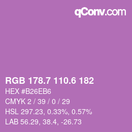 カラーコード: RGB 178.7 110.6 182 | qconv.com