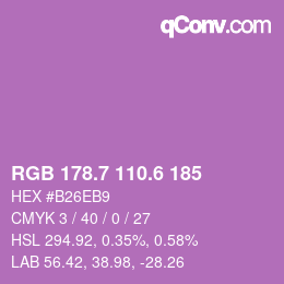 カラーコード: RGB 178.7 110.6 185 | qconv.com