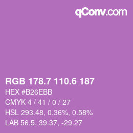 カラーコード: RGB 178.7 110.6 187 | qconv.com