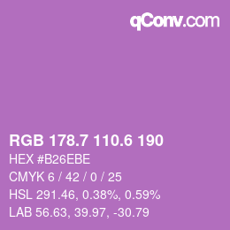 カラーコード: RGB 178.7 110.6 190 | qconv.com