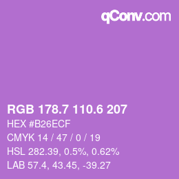 カラーコード: RGB 178.7 110.6 207 | qconv.com