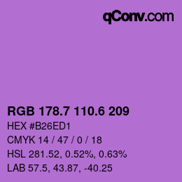 カラーコード: RGB 178.7 110.6 209 | qconv.com