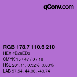 カラーコード: RGB 178.7 110.6 210 | qconv.com