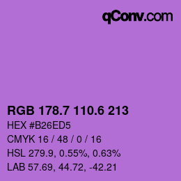 カラーコード: RGB 178.7 110.6 213 | qconv.com