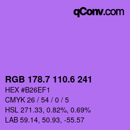 カラーコード: RGB 178.7 110.6 241 | qconv.com