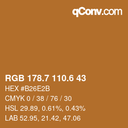 カラーコード: RGB 178.7 110.6 43 | qconv.com