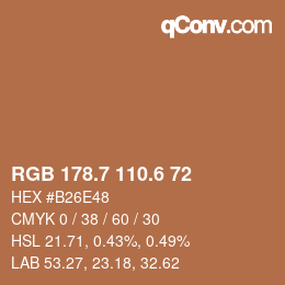 カラーコード: RGB 178.7 110.6 72 | qconv.com