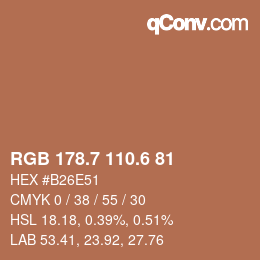 カラーコード: RGB 178.7 110.6 81 | qconv.com