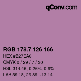 カラーコード: RGB 178.7 126 166 | qconv.com
