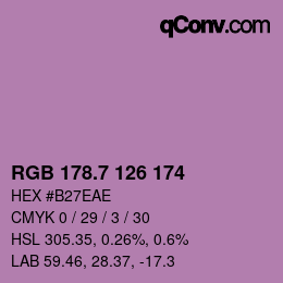 カラーコード: RGB 178.7 126 174 | qconv.com