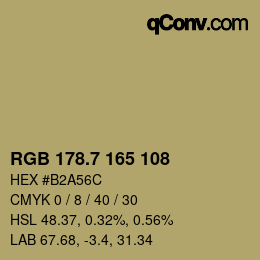 カラーコード: RGB 178.7 165 108 | qconv.com