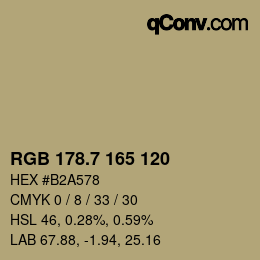 カラーコード: RGB 178.7 165 120 | qconv.com