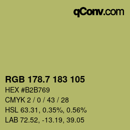 カラーコード: RGB 178.7 183 105 | qconv.com