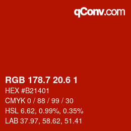 カラーコード: RGB 178.7 20.6 1 | qconv.com