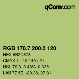 カラーコード: RGB 178.7 200.6 120 | qconv.com