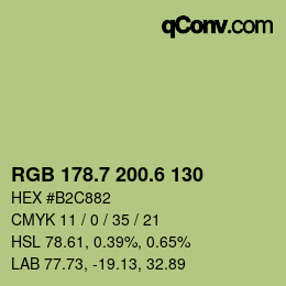 カラーコード: RGB 178.7 200.6 130 | qconv.com