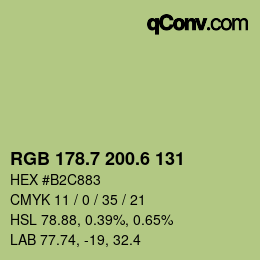 カラーコード: RGB 178.7 200.6 131 | qconv.com